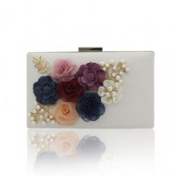 Elegant Floral Pearls Evening Chain Bag Clutch