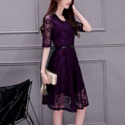 Plus size large size women's clothing collar lace render dress