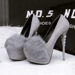 Leather Horse Hair H igh Heels