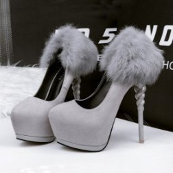 Horse Hair Light Mouth High-Heeled Shoes