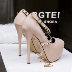 Cross Rivet Shallow Mouth High-Heeled Shoes