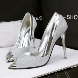 Fish Mouth Sequins Color Matching High Heels
