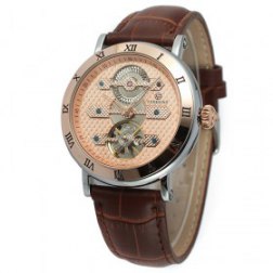 Men's Automatic Mechanical Luxury Leather Strap Skeleton Watch