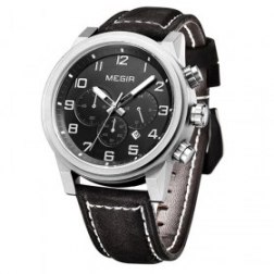Casual Leather Water Resistant Analog Quartz Wrist Watch For Man