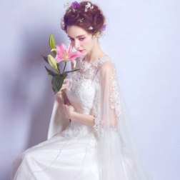 White Fairy Style Soft Tulle Tiered Applique Bridal Gown
