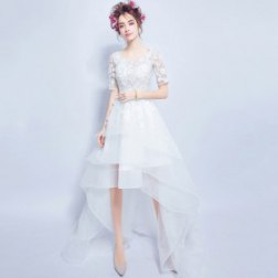 Asymmetric Fairy Half Sleeve Wedding Banquet Party Dress