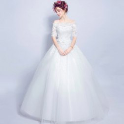 Sweet Slim Lace Shoulder Long Sleeve Princess Bride Wedding