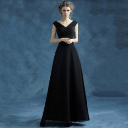Sexy Black V-neck Long Evening Dress