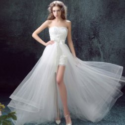 Strapless Line Side Split Wedding Dress
