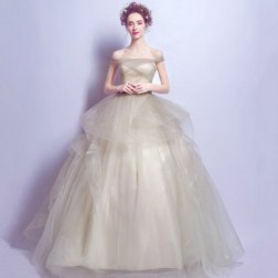 Camel Elegant Off The Shoulder Sweetheart Ball Gown