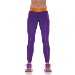 Orange Striped High Waist Polyester Fitness Leggings