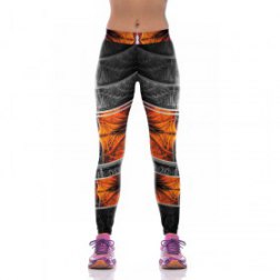 Black And Orange Graphic Yoga Pants