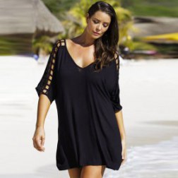 Plus Size Loose Hollow Sleeve T-Shirt Dress