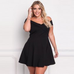 Plus Size Off Shoulder Flared Dress