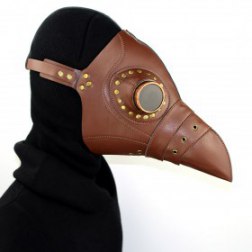 Brown PU Leather Plague Bird Mask Doctor Steampunk Gothic Retor Rock Long Nose Cosplay Halloween Mask