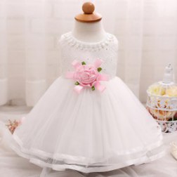 Girl Flower Lace Sleeveless Wedding Party Tutu Dress
