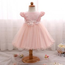 Girl 3D Flower Chiffon Tutu Princess Wedding Dress For Toddler and Baby Girl