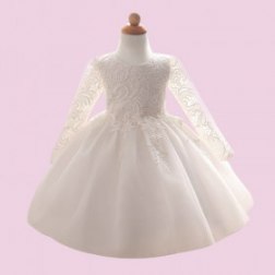 Girls' Lace Long Sleeve Princess Wedding Baptism Dress