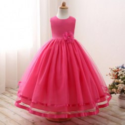 Girl Sleeveless Chiffon Long Tail Tutu Flower Dress