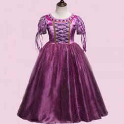 Girl Short Sleeve Net Yarn Long Tail Tutu High Waist Christmas Dress