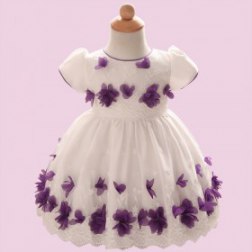 Girl Tutu Knee-length 3D Flower Bow Belt Dress for Baby Girls