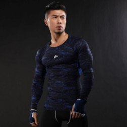 Men's Camo Printed Cool Dry Compression Baselayer Long Sleeves Top