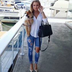 Women's elastic jeans tight jeans