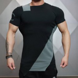Men's Contrast Color Patchwork Sport Short Sleeve T-shirt