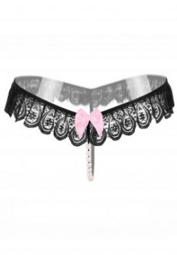 Women Lace Pearl Beading Thong