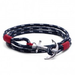 Tom Hope Triple Wrap Red Detailed Anchor Bracelet