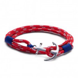 Tom Hope Red Triple Wrap Anchor Bracelet