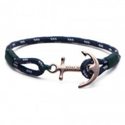 Tom Hope Rose Gold & Green Anchor Bracelet