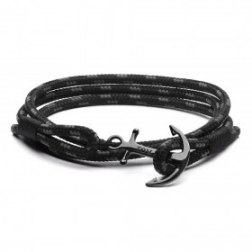 Tom Hope Black Triple Wrap Anchor Bracelet