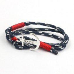 Faith Triple Wrap Red Detailed Anchor Bracelet