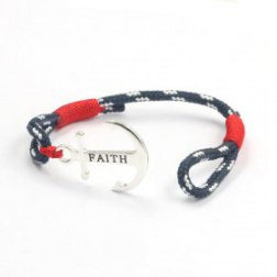 Faith Silver & Red Anchor Bracelet