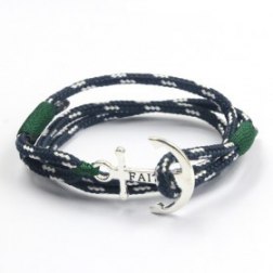 Faith Triple Wrap Green Detailed Anchor Bracelet