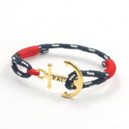 Faith Gold & Red Anchor Bracelet