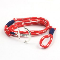 Faith Red Triple Wrap Anchor Bracelet