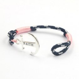 Faith Silver & Pink Anchor Bracelet