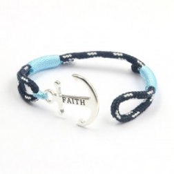 Faith Silver & Light Blue Anchor Bracelet