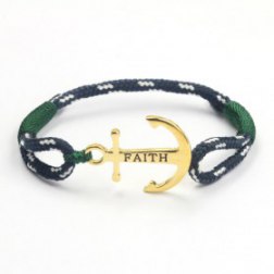 Faith Gold & Green Anchor Bracelet