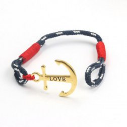 Love Gold & Red Anchor Bracelet