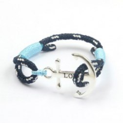 Love Silver & Light Blue Anchor Bracelet