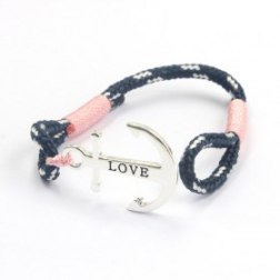 Love Silver & Pink Anchor Bracelet
