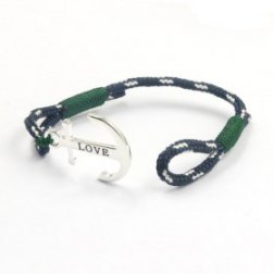 Love Silver & Green Anchor Bracelet