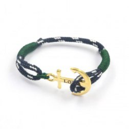 Love Gold & Green Anchor Bracelet