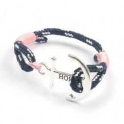 Hope Silver & Pink Anchor Bracelet