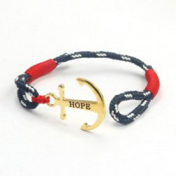 Hope Gold & Red Anchor Bracelet