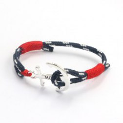 Hope Silver & Red Anchor Bracelet