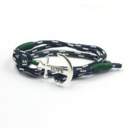 Hope Triple Wrap Green Detailed Anchor Bracelet